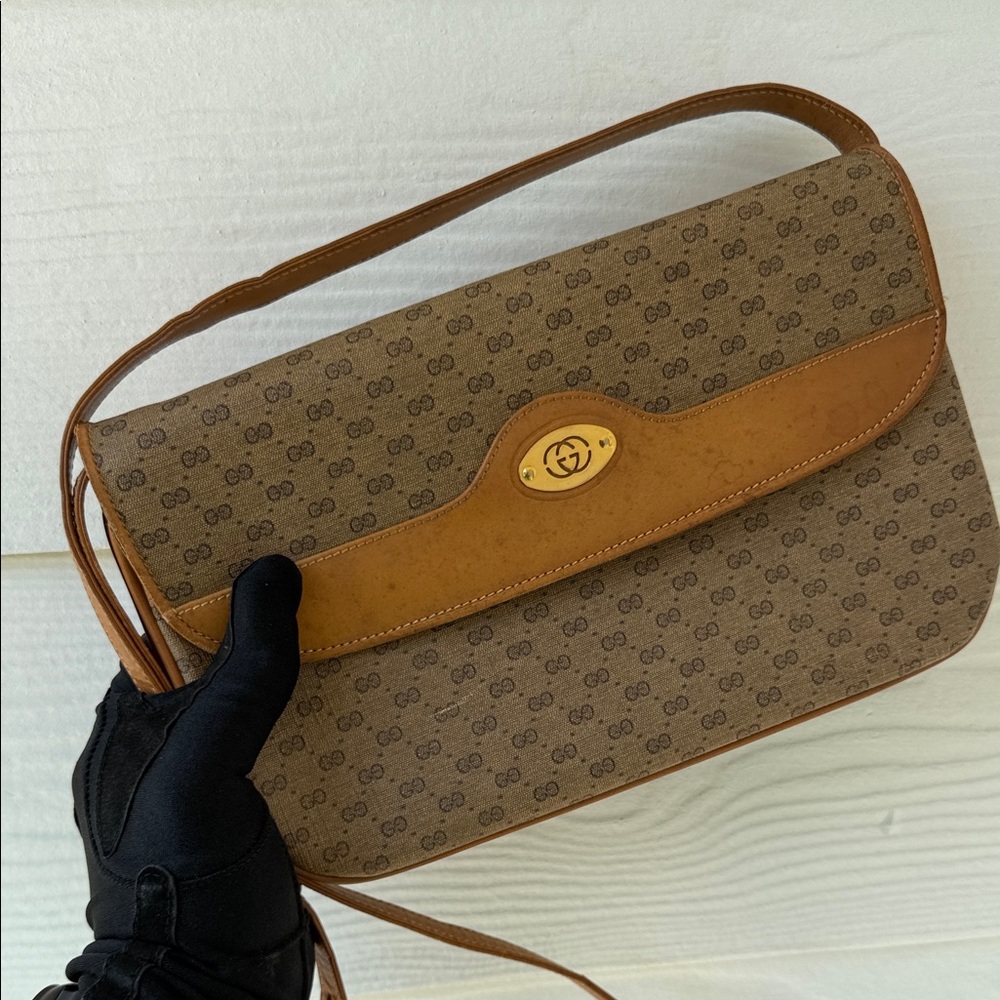 Gucci Vintage Brown Monogram Shoulder Bag